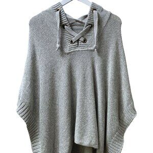Francesca's Alya Poncho Sweater S/M Hoodie Gray Lace Up